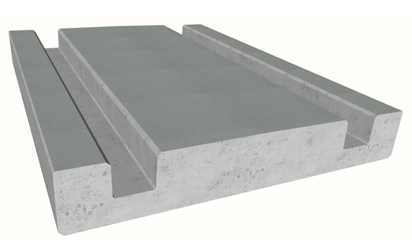 Prefabricated tram track plate - Tines