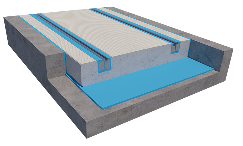 Маты виброизоляционные подбалластные SBM укладываемые на бетонное основание